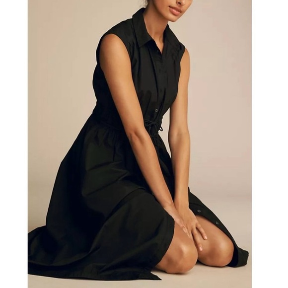 NWT Maeve Anthropologie Women’s Sleeveless Button Front‎ Shirt Dress Black XXS - Picture 3 of 13